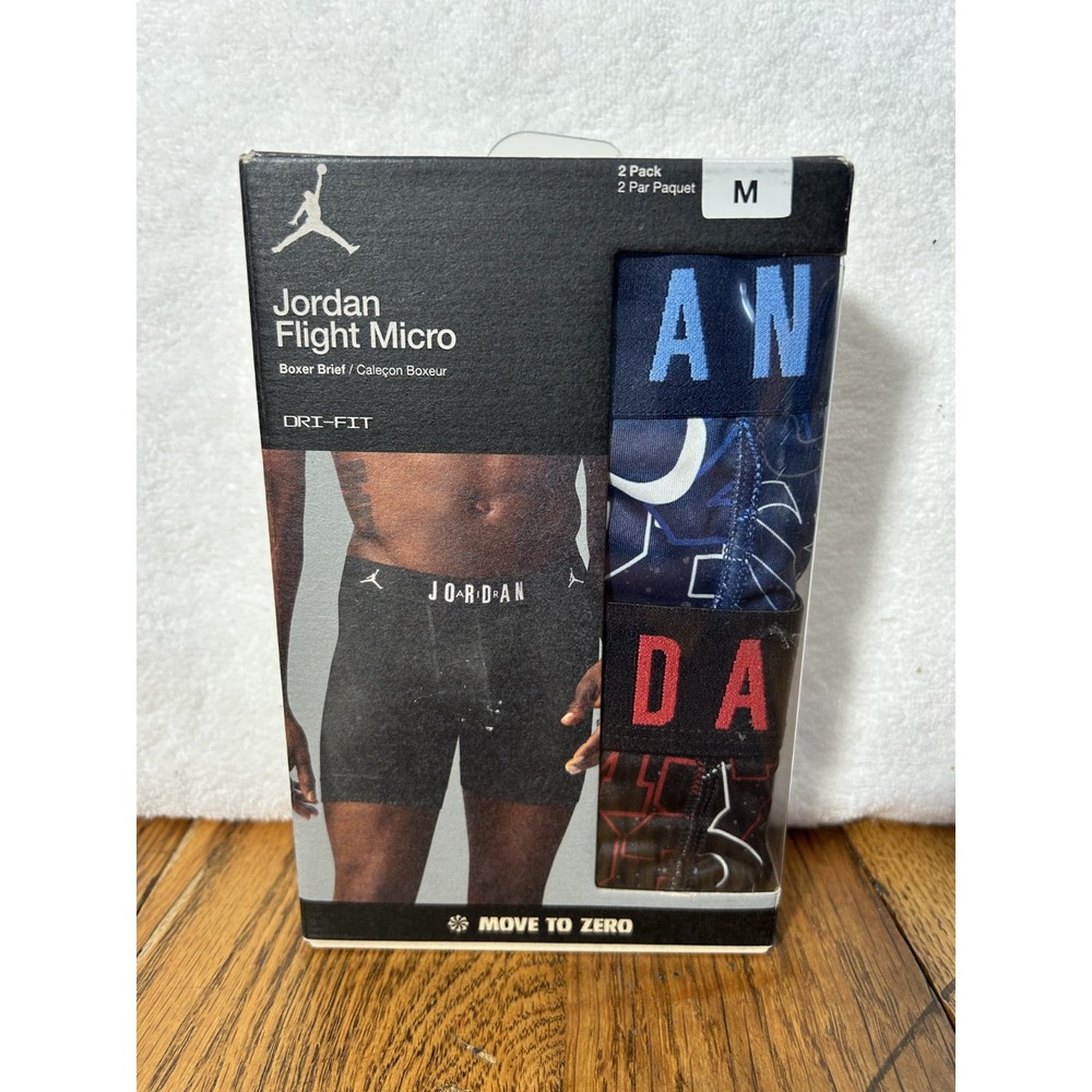 Jordan Mens Size M 2 Pack Flight Micro Boxer Brief Blue Red Underwear